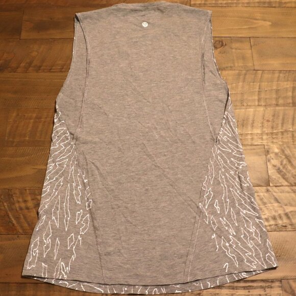 Lululemon | Gray White Muscle Hustle Tank Lightning Print - Picture 2 of 8